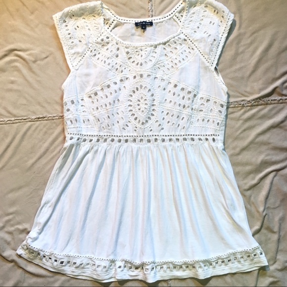 Max & Cleo Tops - Eyelet Cutout Blouse